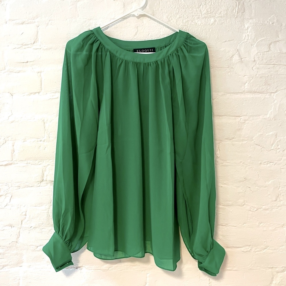 Eloquii open tie sleeve blouse